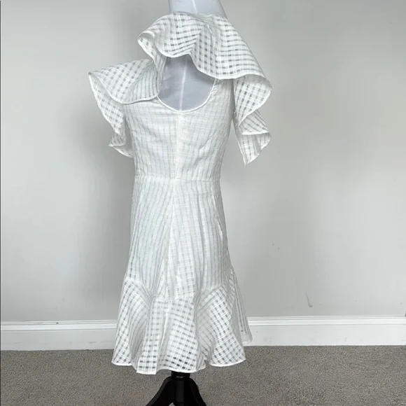 SHEIN One-Shoulder White Checkered Dress Sz XS - Picture 4 of 7
